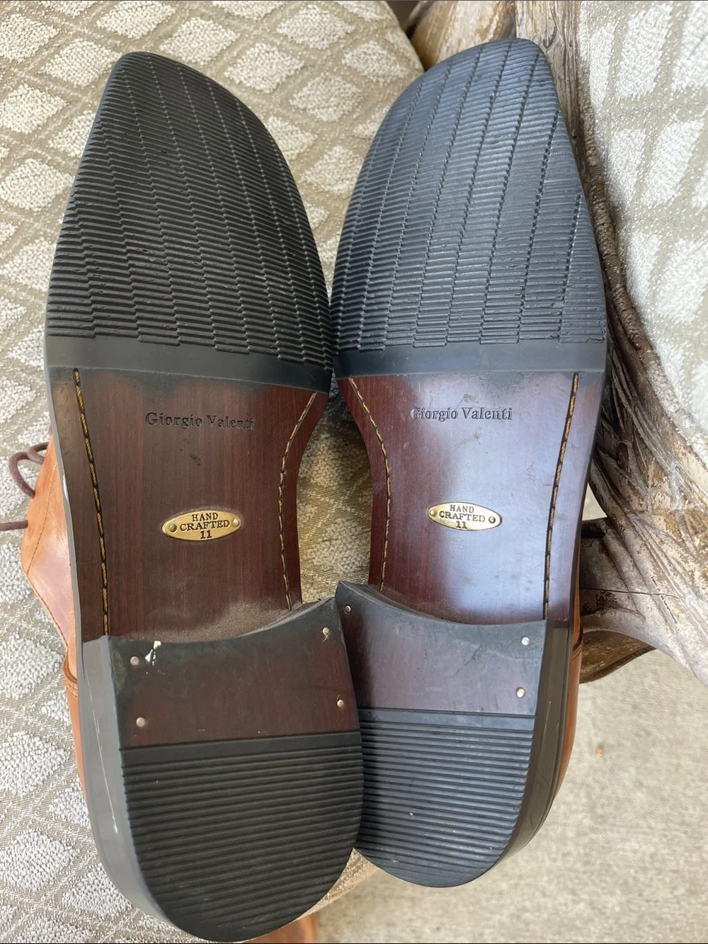 Tan Leather Lace-Up Derby Shoes